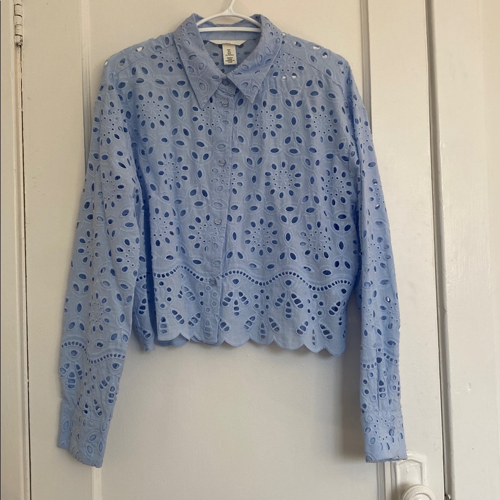 H&M Sky Blue Eyelet Blouse